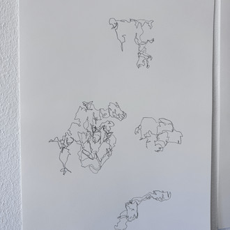 abstrakte Bleistift Zeichnung, an der Wand hängend 