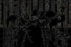 Wolfgang Folmer, o.T., Holzschnitt auf Sperrholz, 125 x 172 cm, 2012