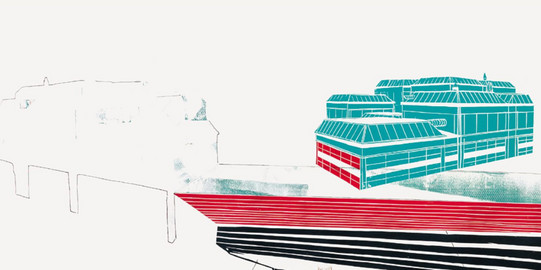 Sinje Kollan, Parallelenbüschel, 70 x 100 cm, Hochdruck (PVC),Tusche auf Papier, 2013