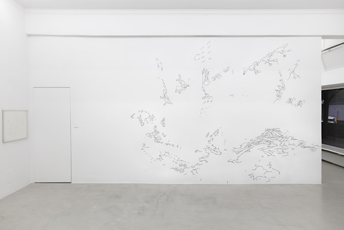 Bettina van Haaren, Marien und Motten, Zeichnung, in der Saarländischen Galerie - Europäisches Kunstforum, Berlin, September/Oktober 2020 Wandzeichnung: 3,50 x 5,50 m