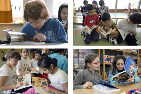 Dortmund Entdecken SchülerInnen, die durch das Buch stöbern